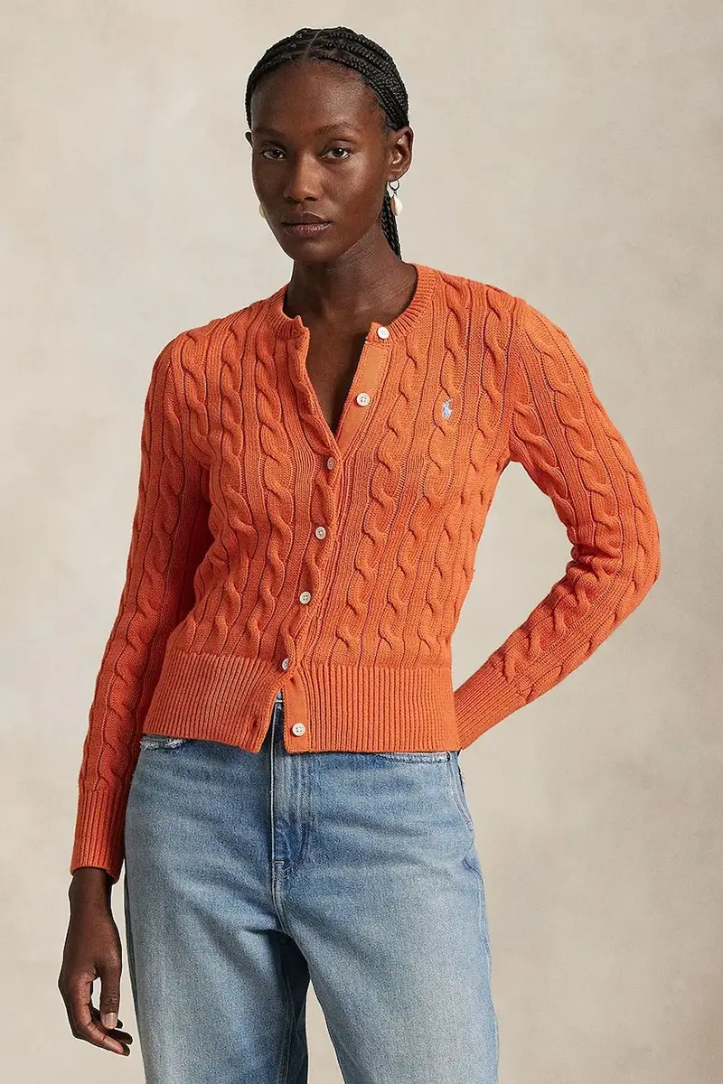 cardigan in cotone colore bianco 211891643 Arancione