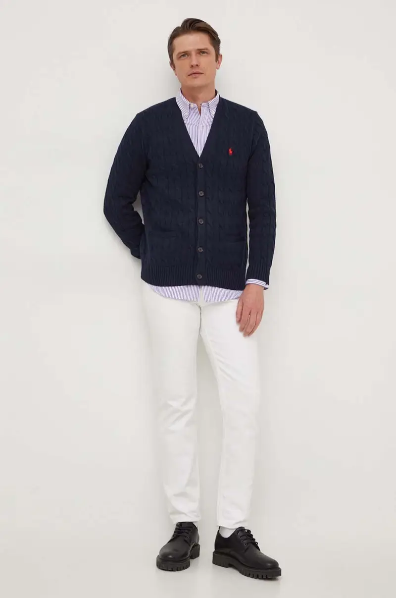 cardigan in cotone colore blu navy miniatura 2