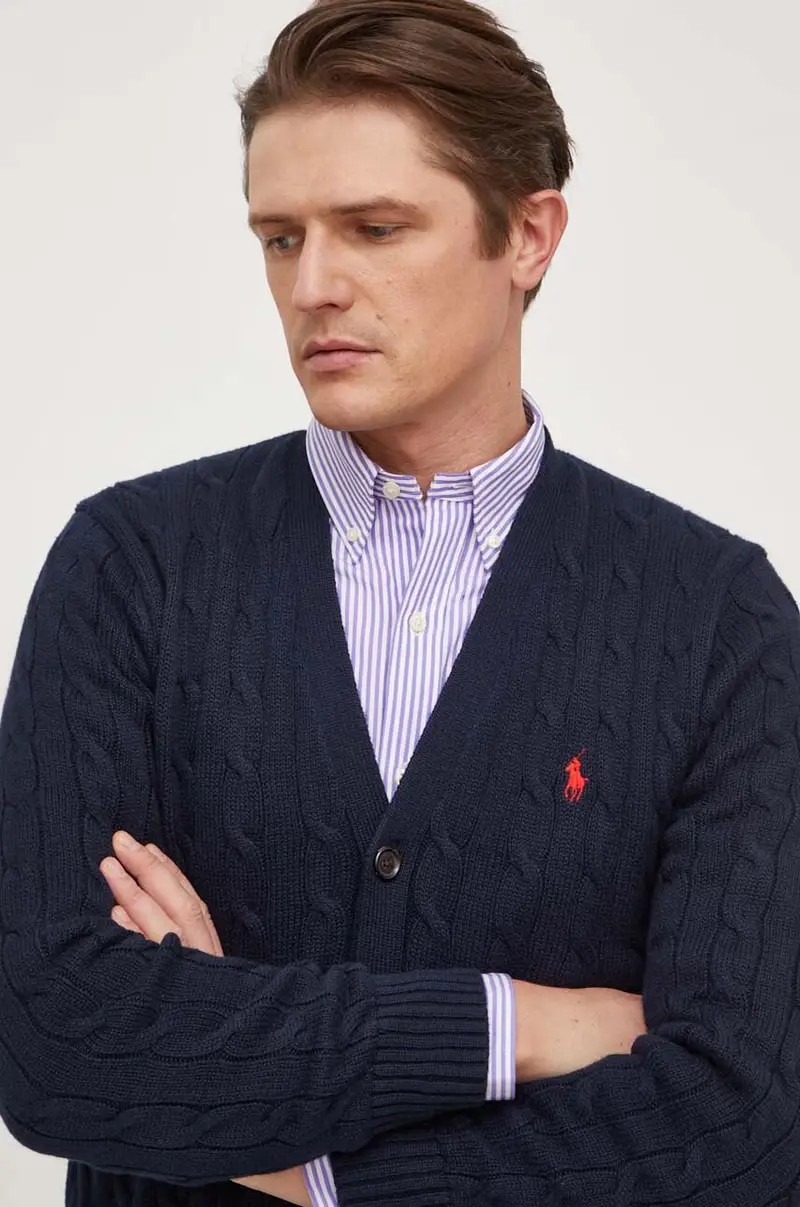 cardigan in cotone colore blu navy miniatura 4