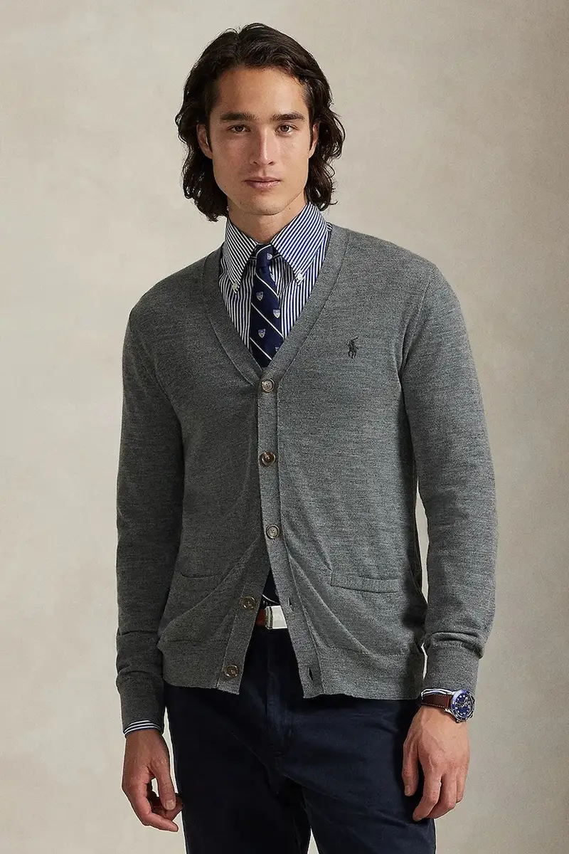 cardigan in lana RWS-Longsleeve colore blu navy 710946144 Grigio