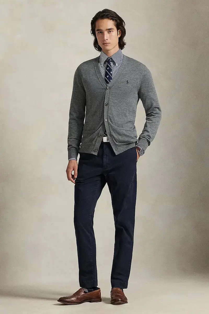 cardigan in lana RWS-Longsleeve colore blu navy 710946144 Grigio miniatura 3