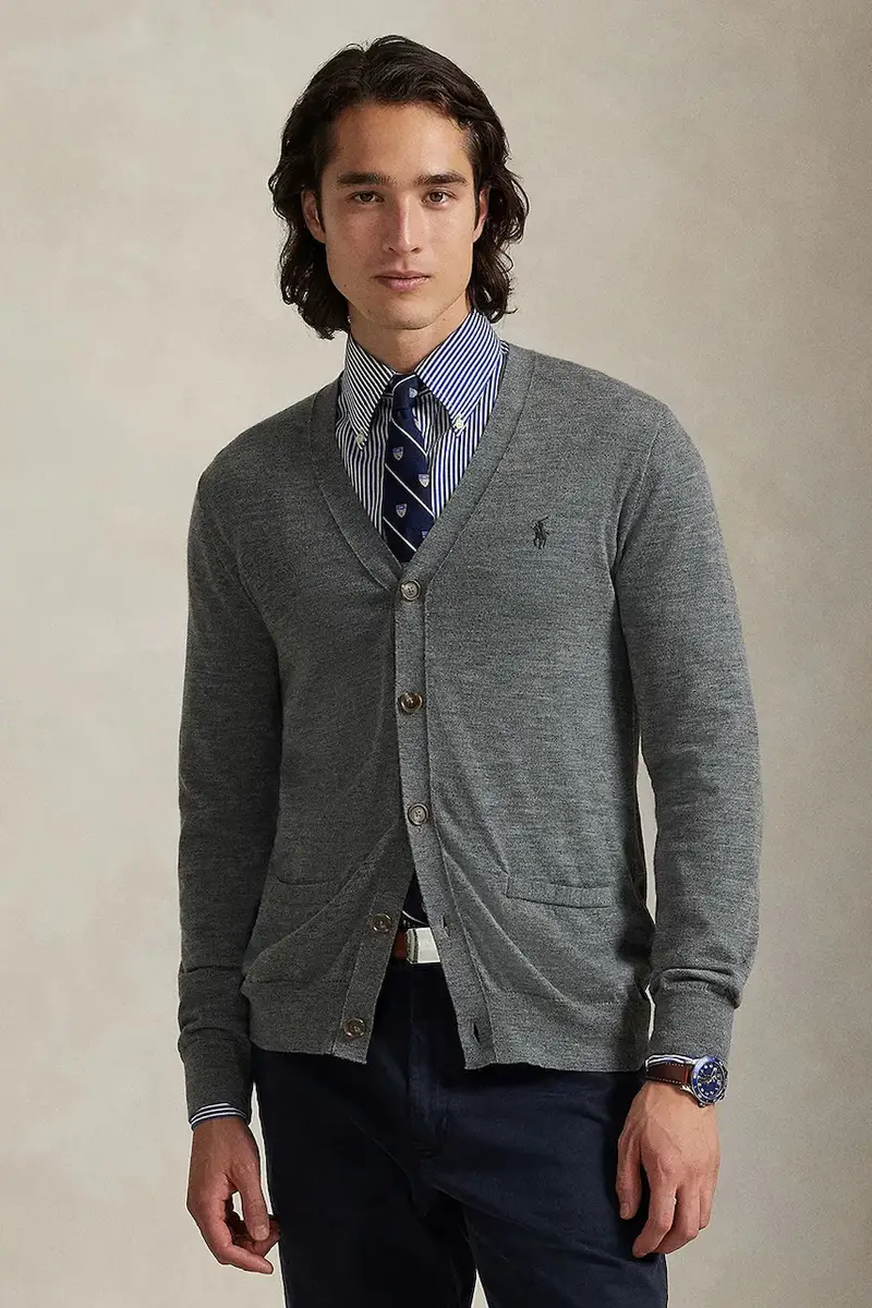 cardigan in lana RWS-Longsleeve colore blu navy 710946144 Grigio