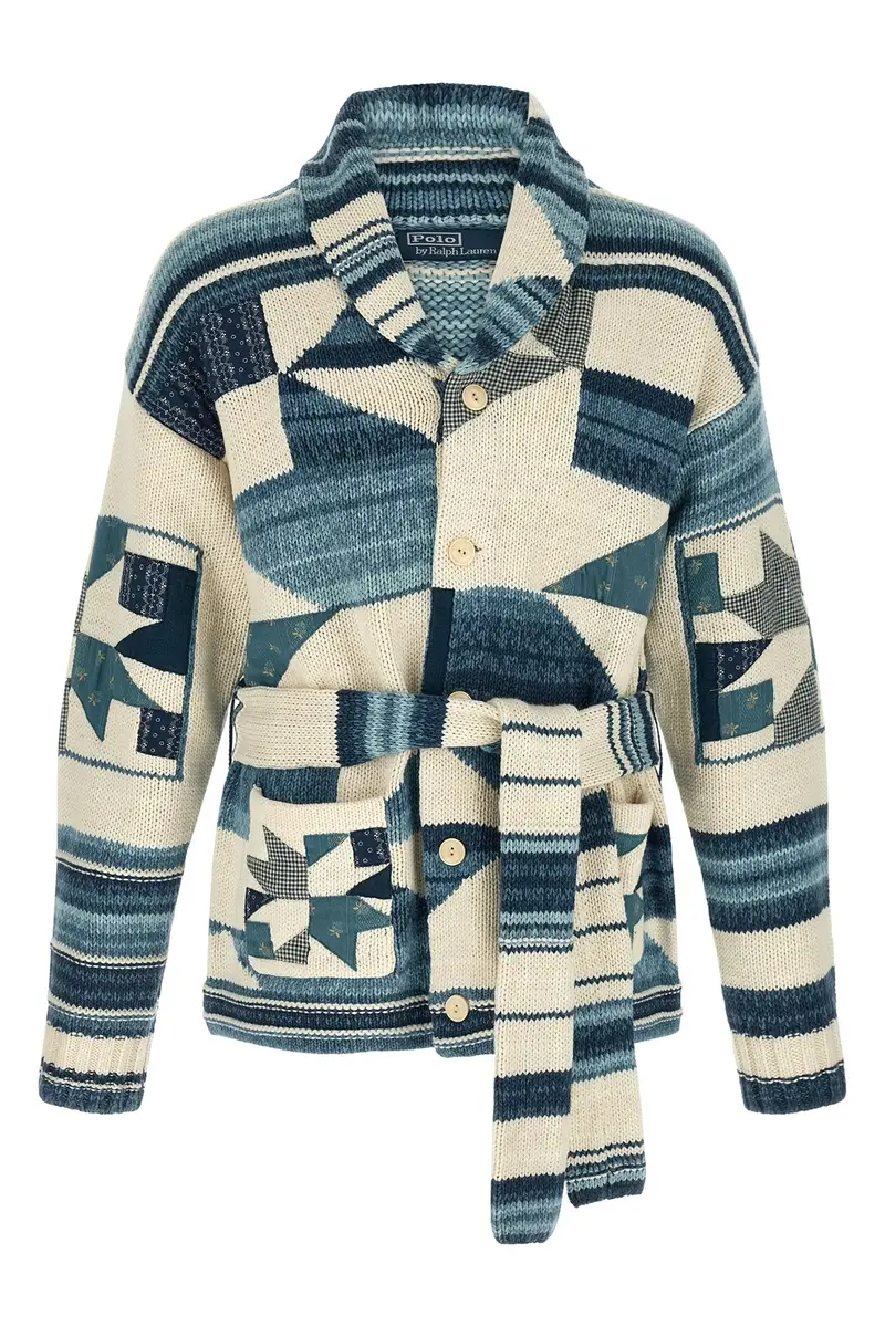Cardigan Patchwork Blu