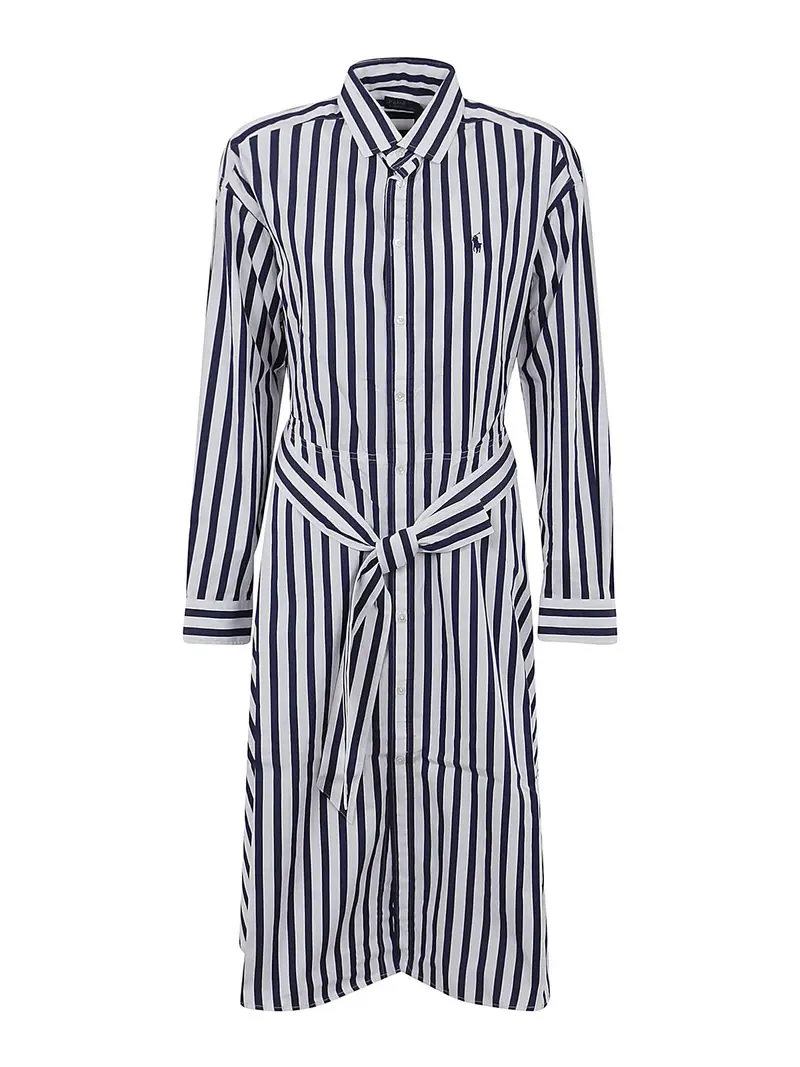 Chemisier a righe con cintura Blu