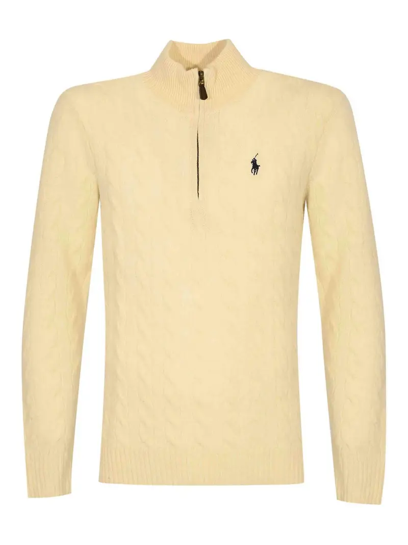 Dolcevita In Lana E Cashmere Con Zip Beige