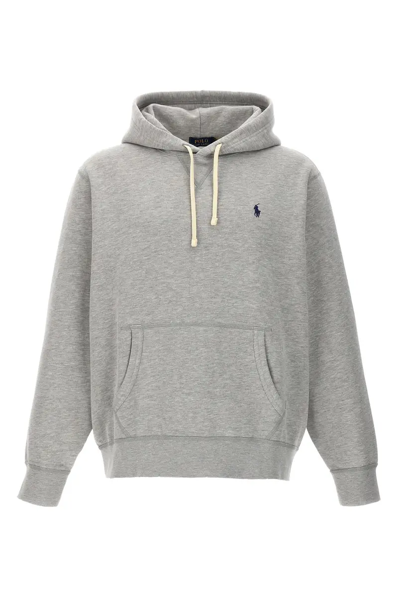 Felpa Con Cappuccio Logo Grigio