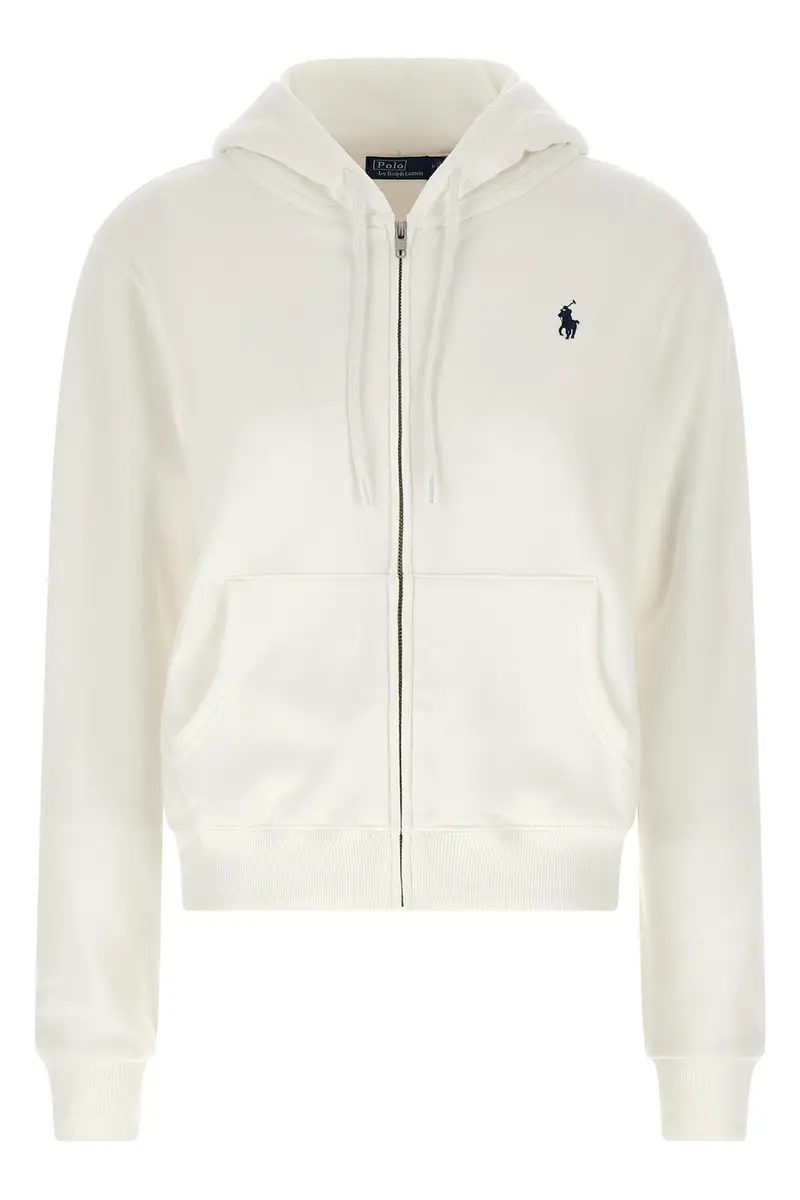 Felpa Con Cappuccio Ricamo Logo Bianco