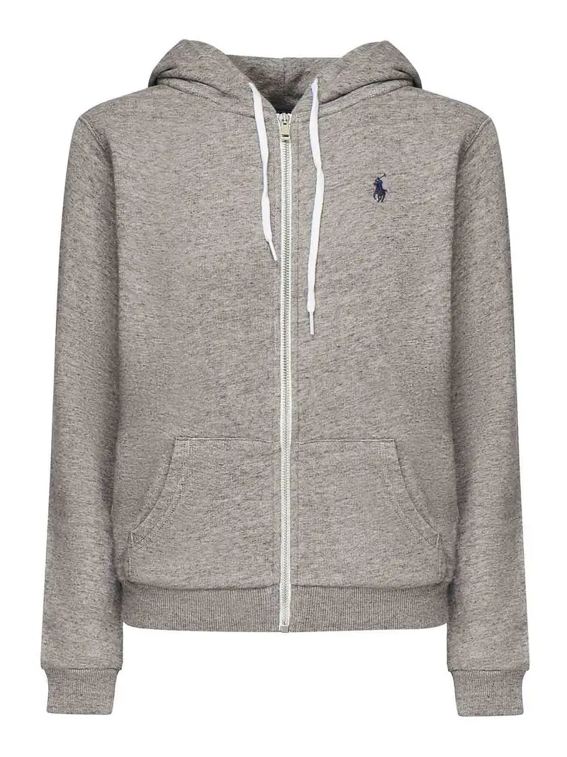 Felpa con zip up con logo Grigio