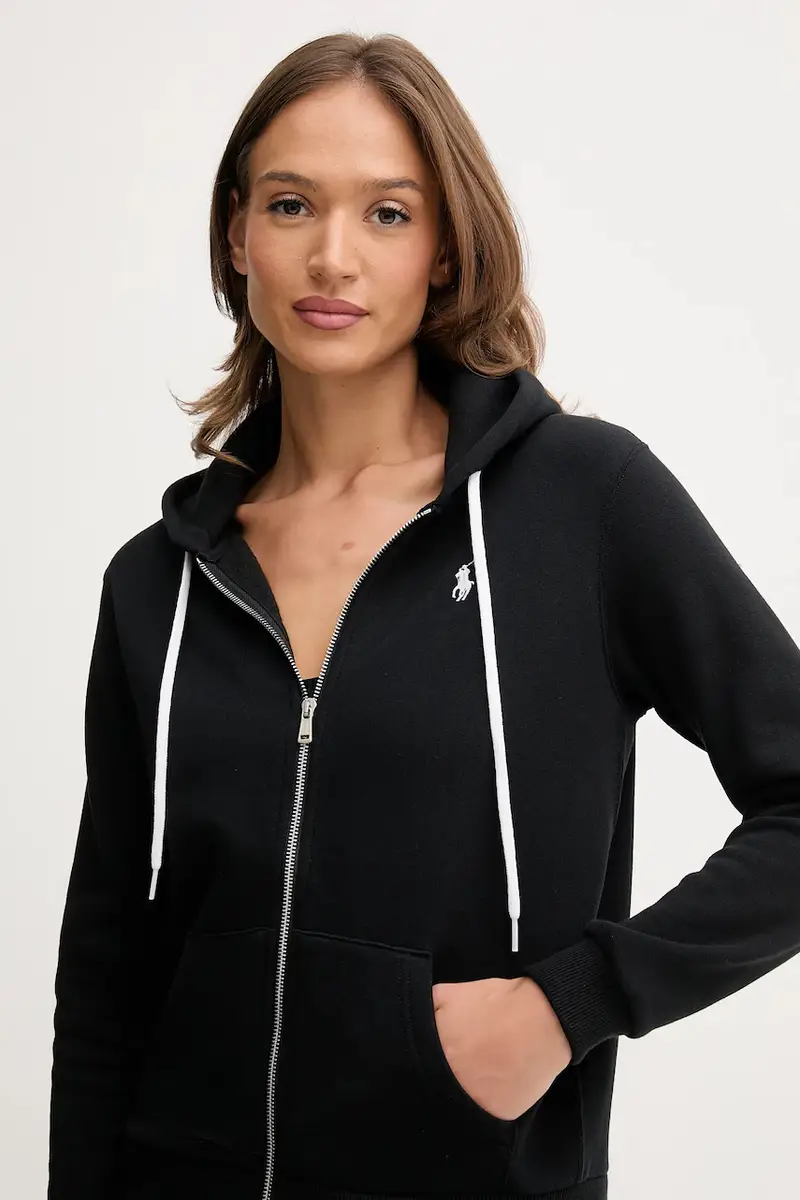 felpa donna colore blu con cappuccio 211943008 Nero miniatura 4