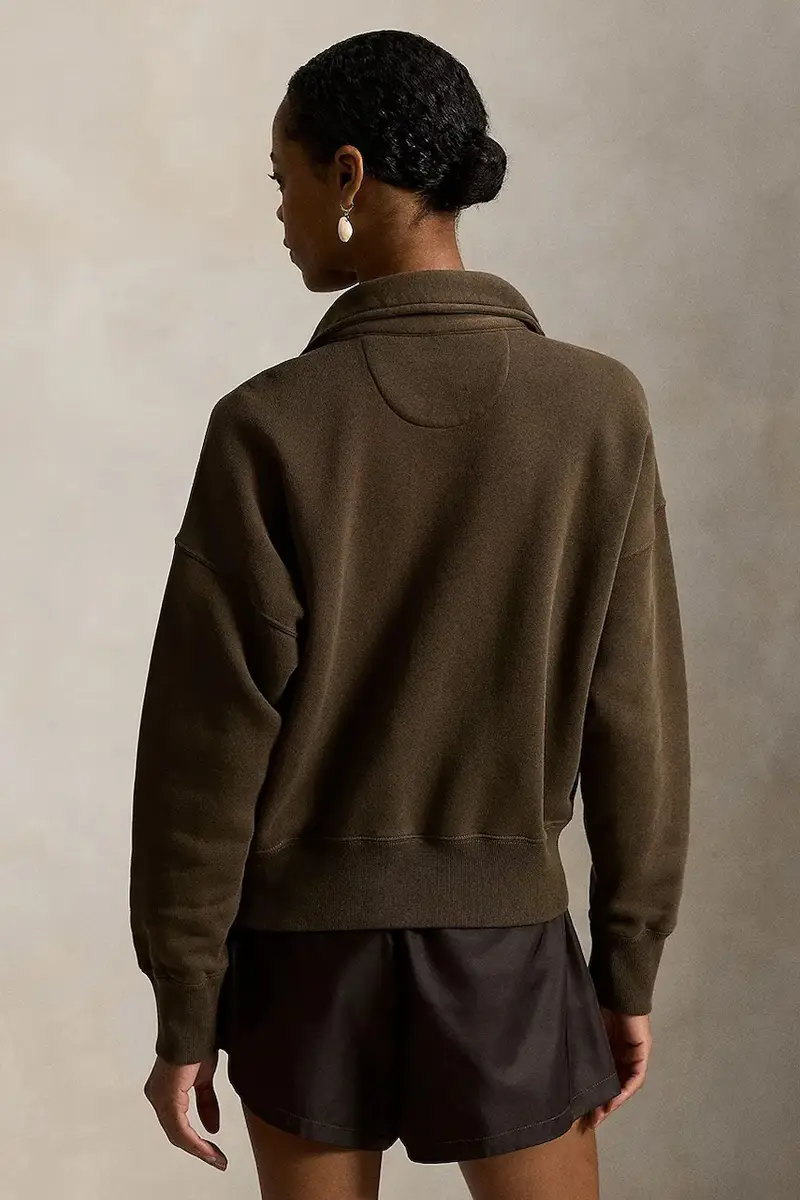 felpa donna colore marrone con applicazione 211B18685 miniatura 2