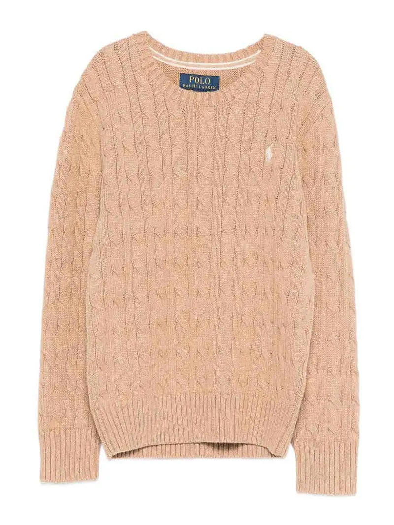 Felpa Girocollo In Cotone Di Colore Beige Cammello