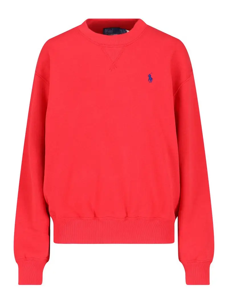 Felpa Girocollo Logo Rosso