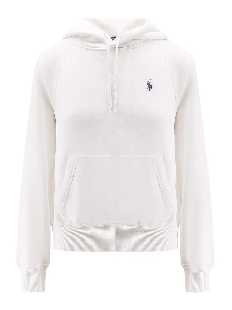 Felpa In Cotone Con Cappuccio Bianco