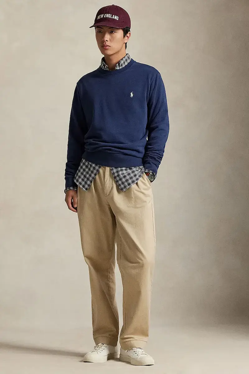 felpa in cotone uomo colore beige 710916689 Blu navy miniatura 3