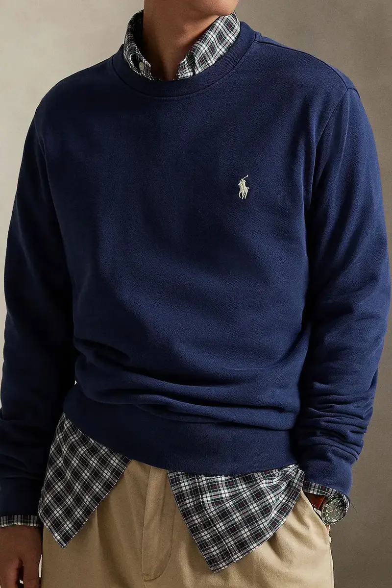 felpa in cotone uomo colore beige 710916689 Blu navy miniatura 4