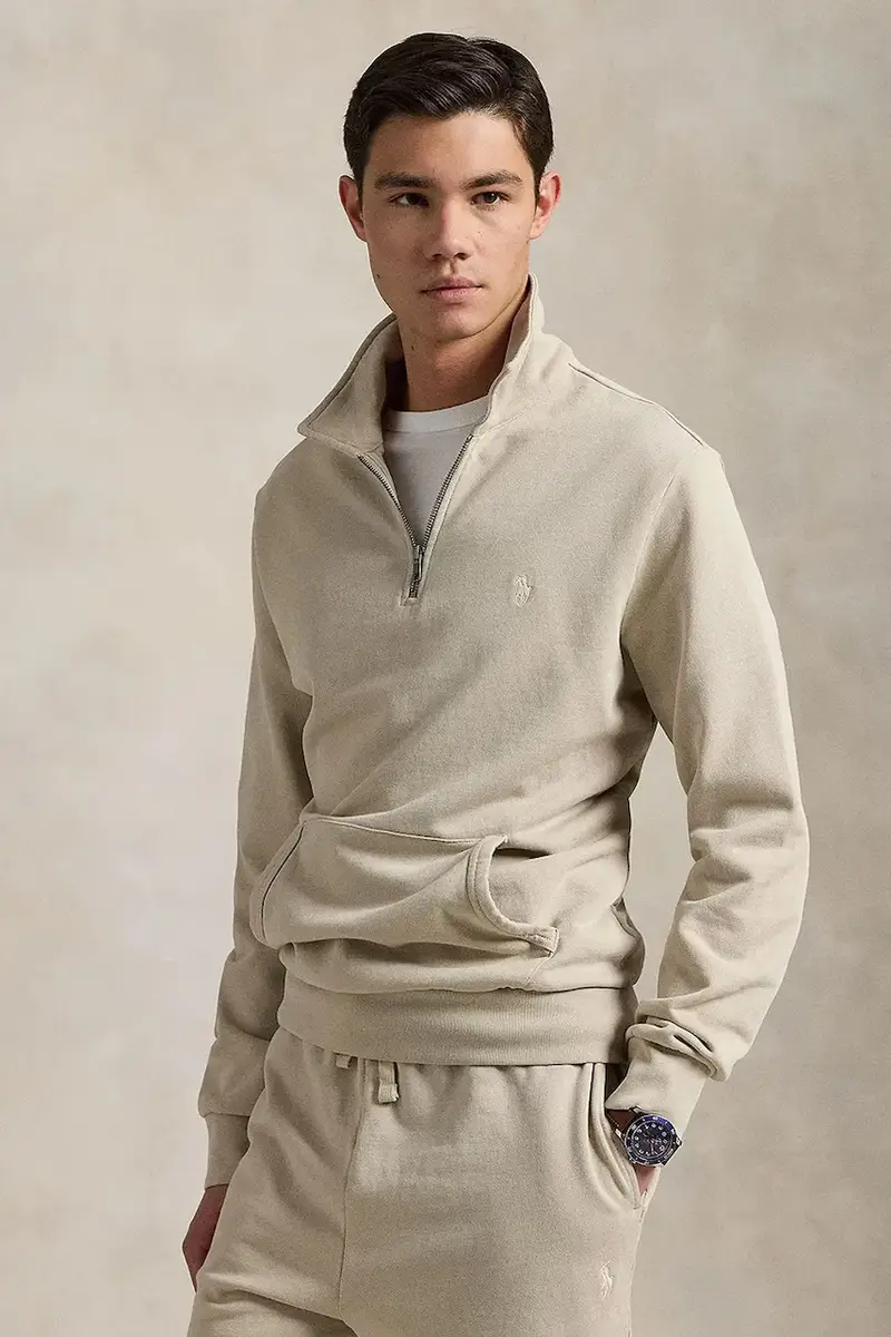 felpa in cotone uomo colore beige 710934601 Grigio