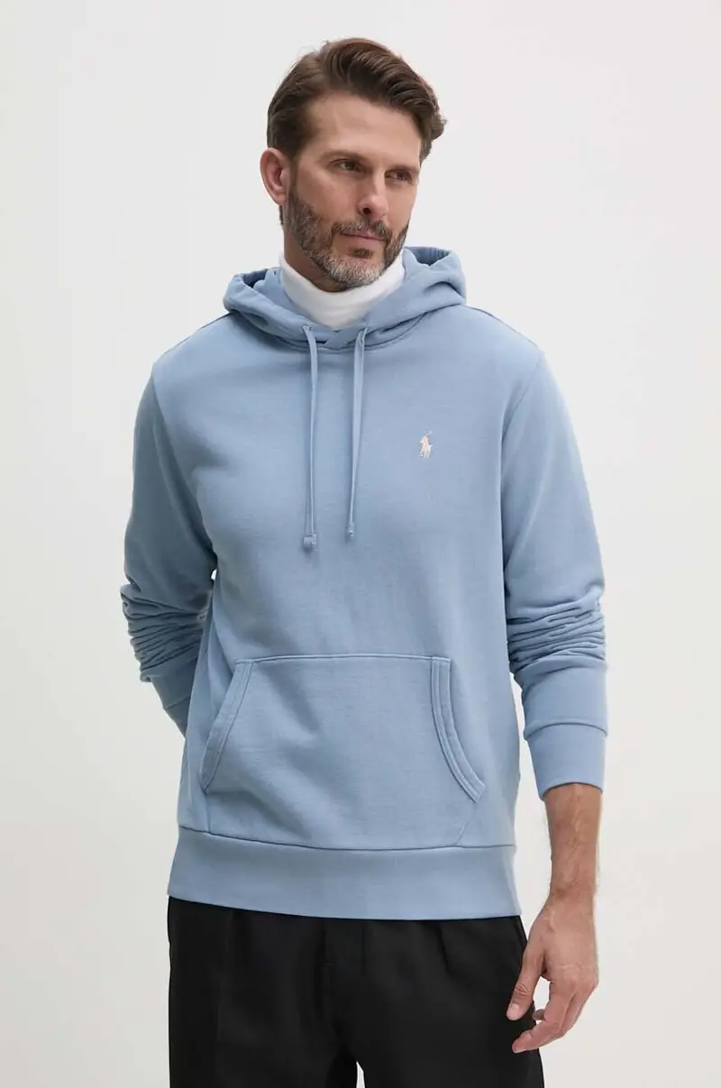 felpa in cotone uomo colore blu con cappuccio 710916690