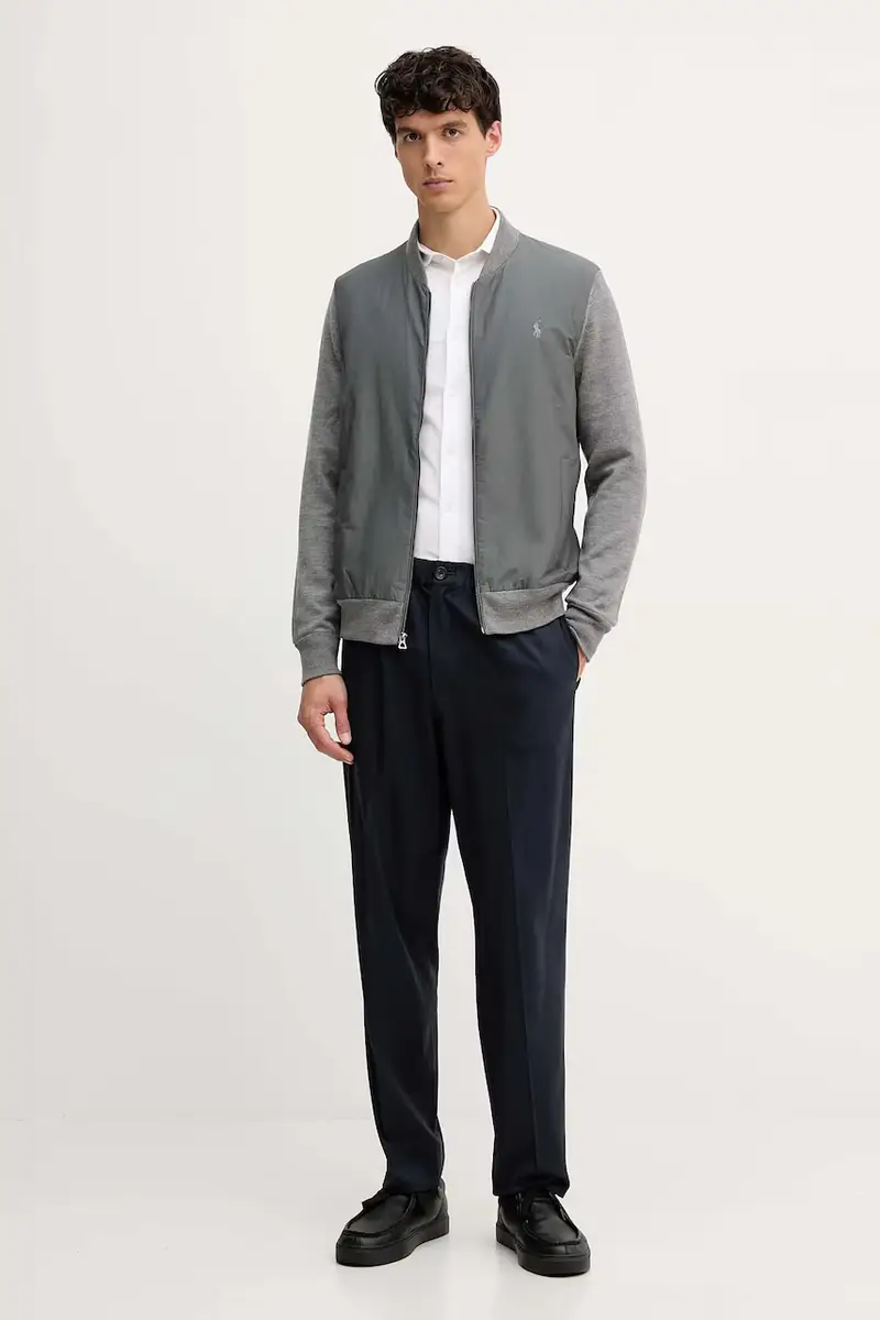 felpa in misto lana colore blu navy 710951113 Grigio miniatura 2