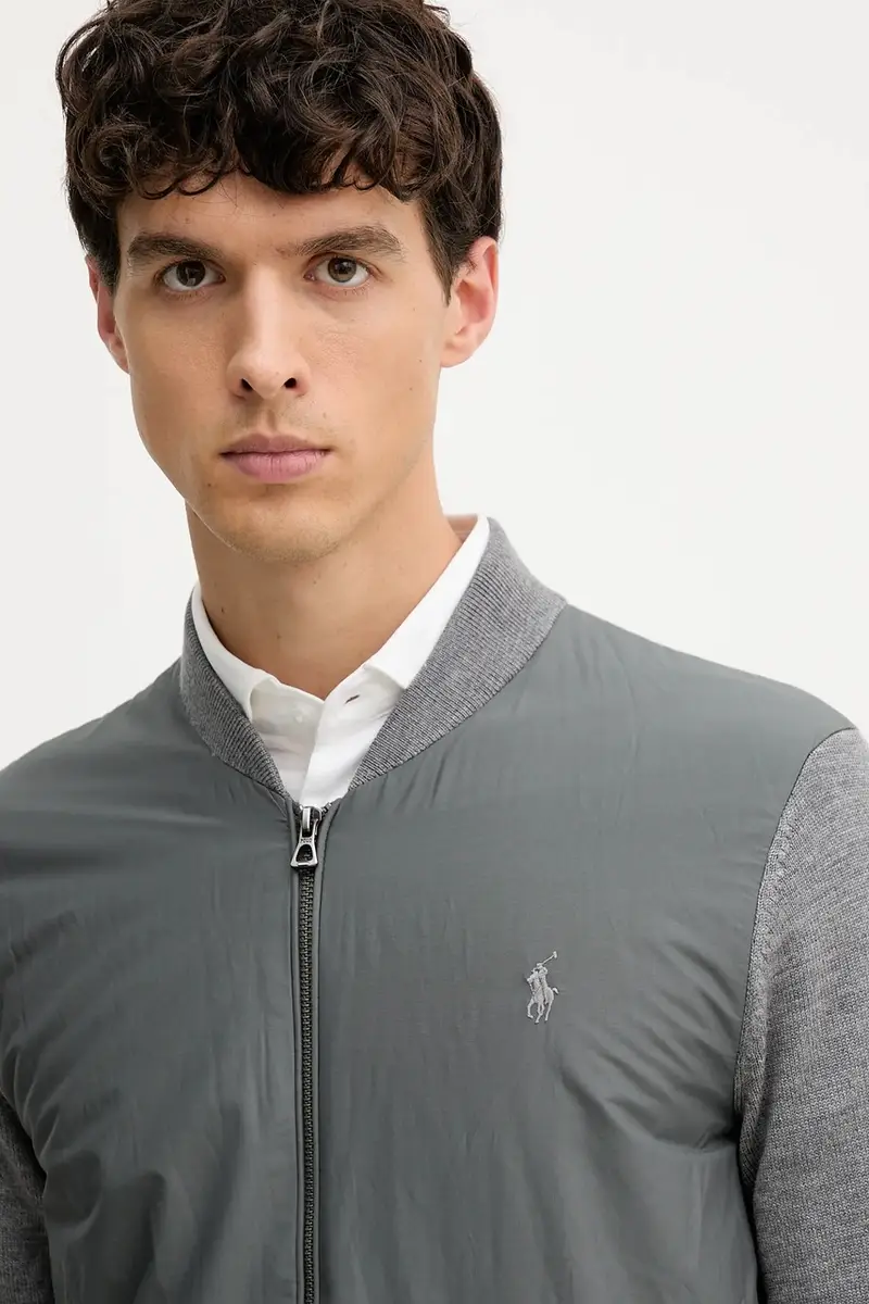 felpa in misto lana colore blu navy 710951113 Grigio miniatura 4