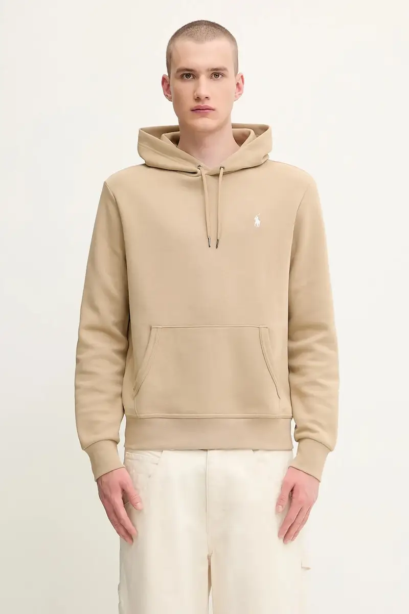 felpa uomo colore beige con cappuccio 710907092