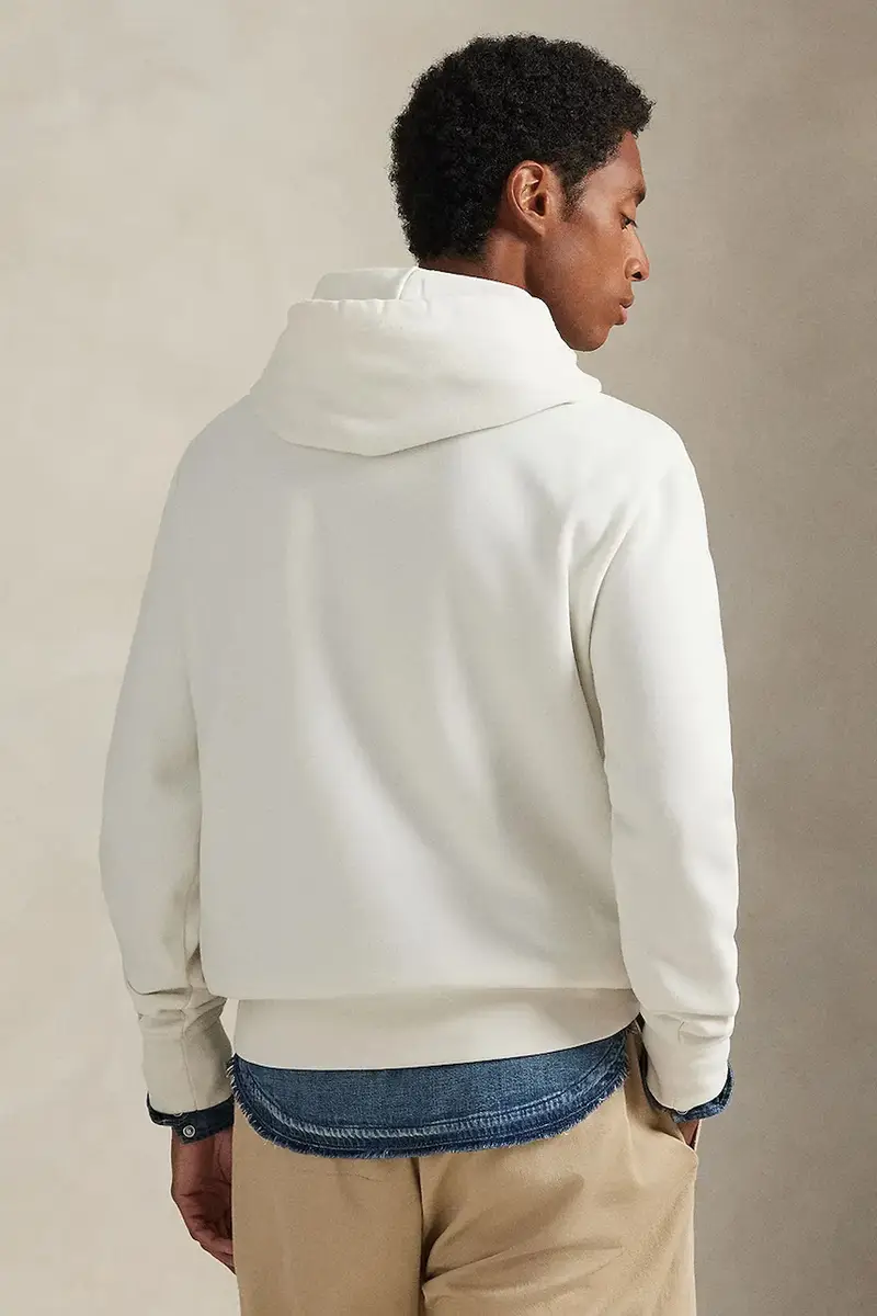 felpa uomo colore beige con cappuccio con applicazione 710P04872 miniatura 2