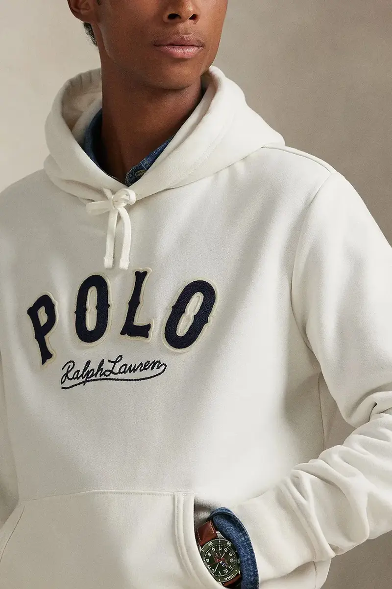 felpa uomo colore beige con cappuccio con applicazione 710P04872 miniatura 4