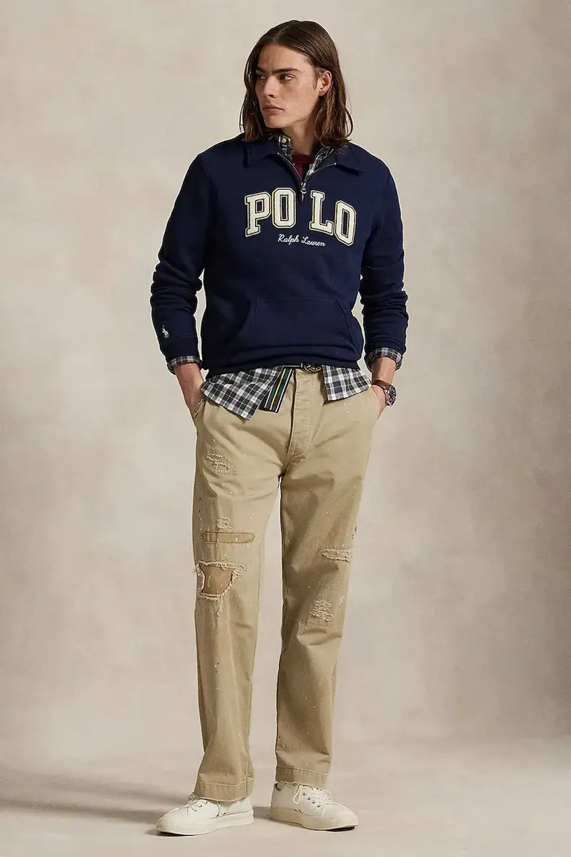 felpa uomo colore blu navy con applicazione 710981150 miniatura 3