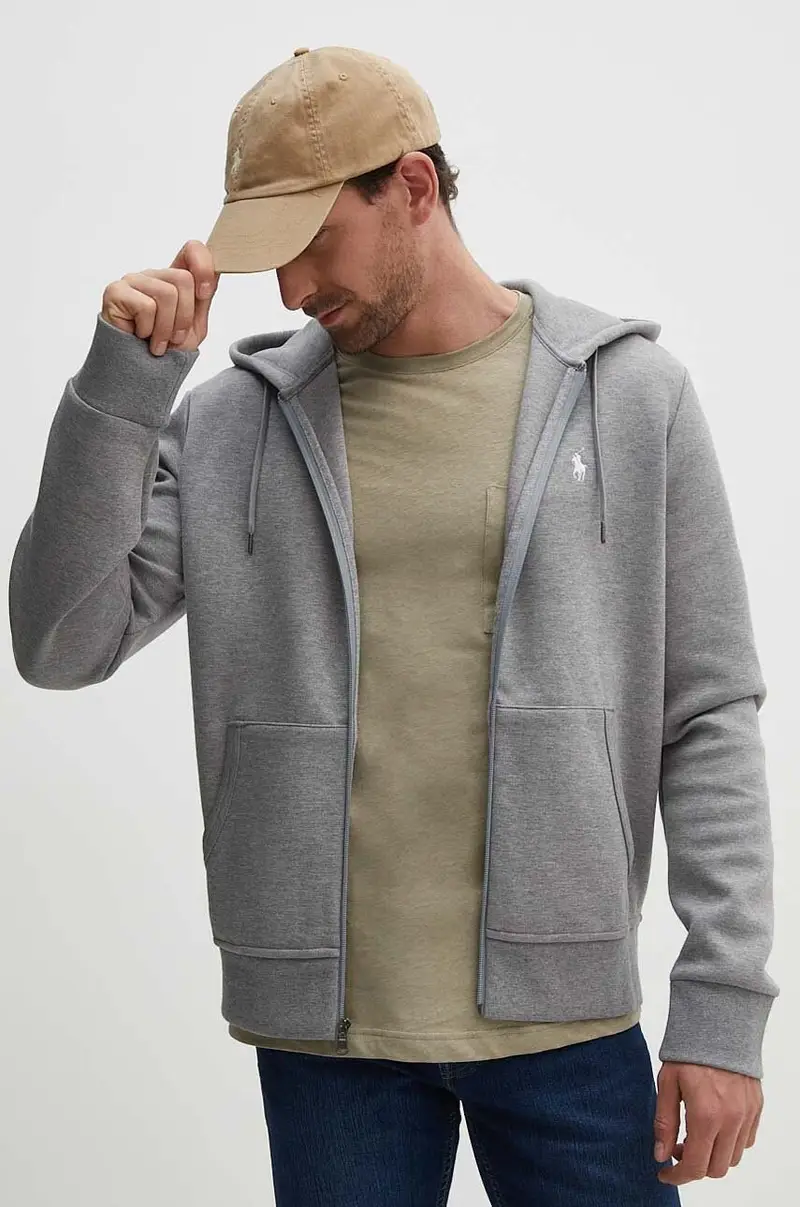 felpa uomo colore grigio con cappuccio