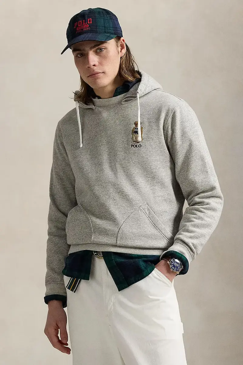 felpa uomo colore grigio con cappuccio 710971780