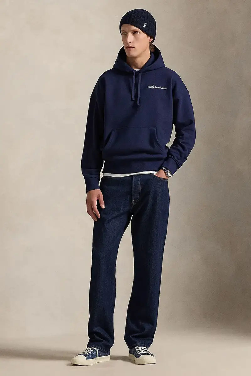 felpa uomo colore nero con cappuccio Blu navy miniatura 3