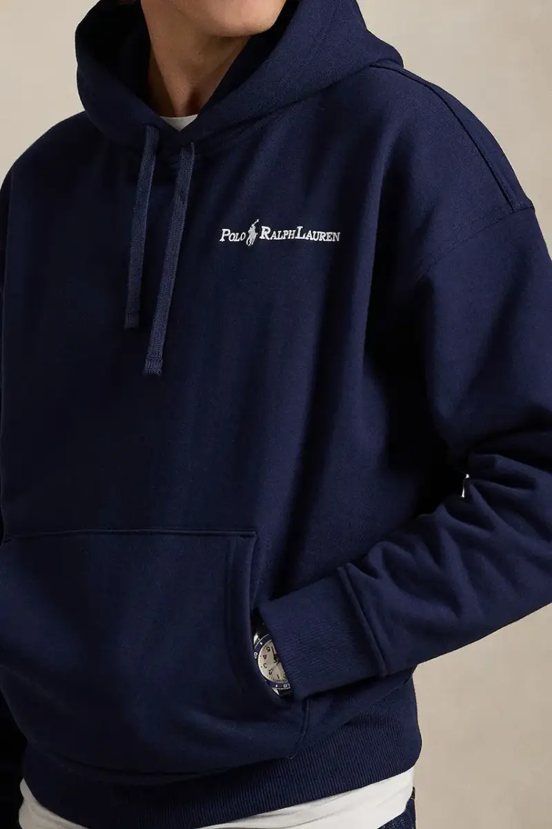 felpa uomo colore nero con cappuccio Blu navy miniatura 4