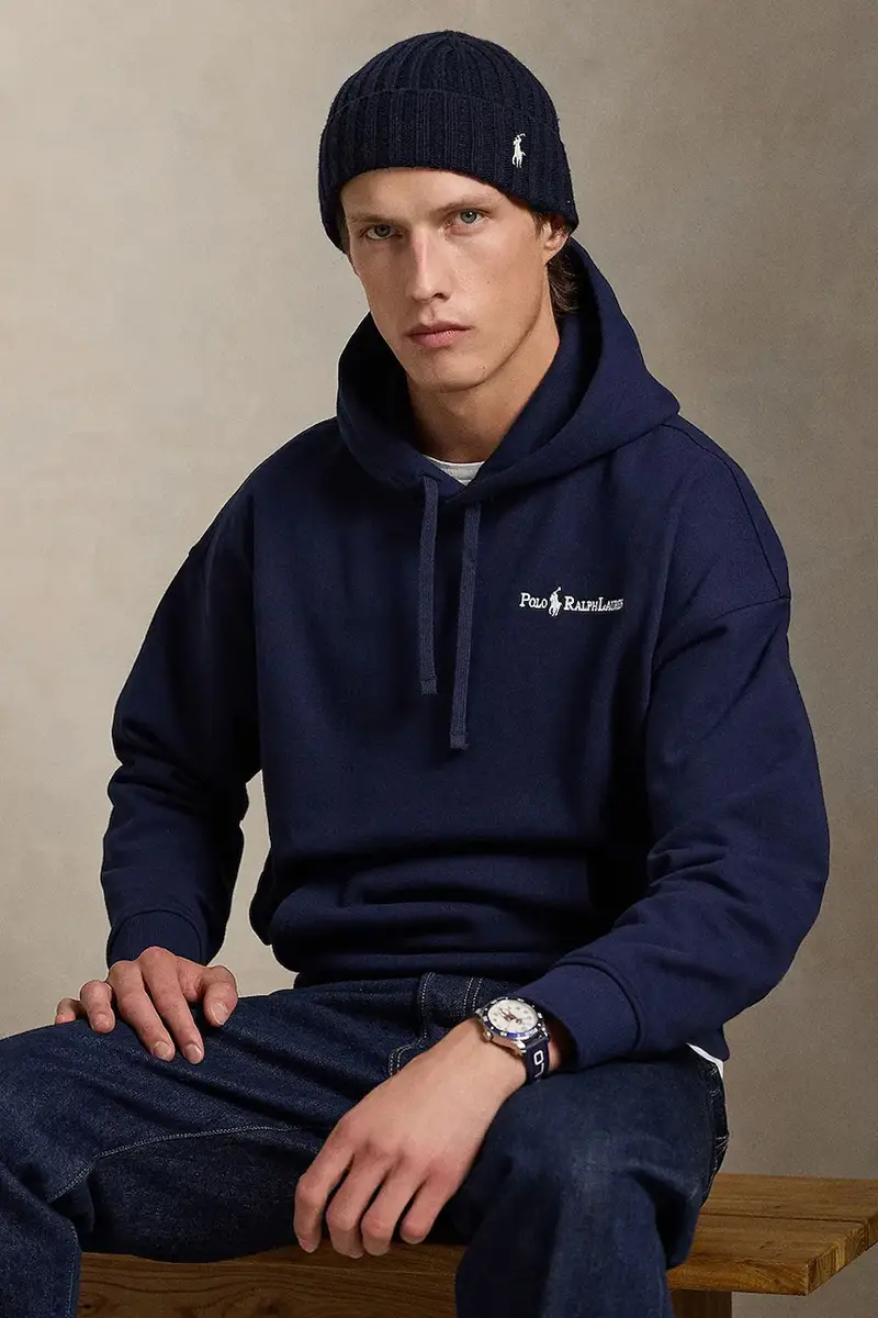 felpa uomo colore nero con cappuccio Blu navy miniatura 5