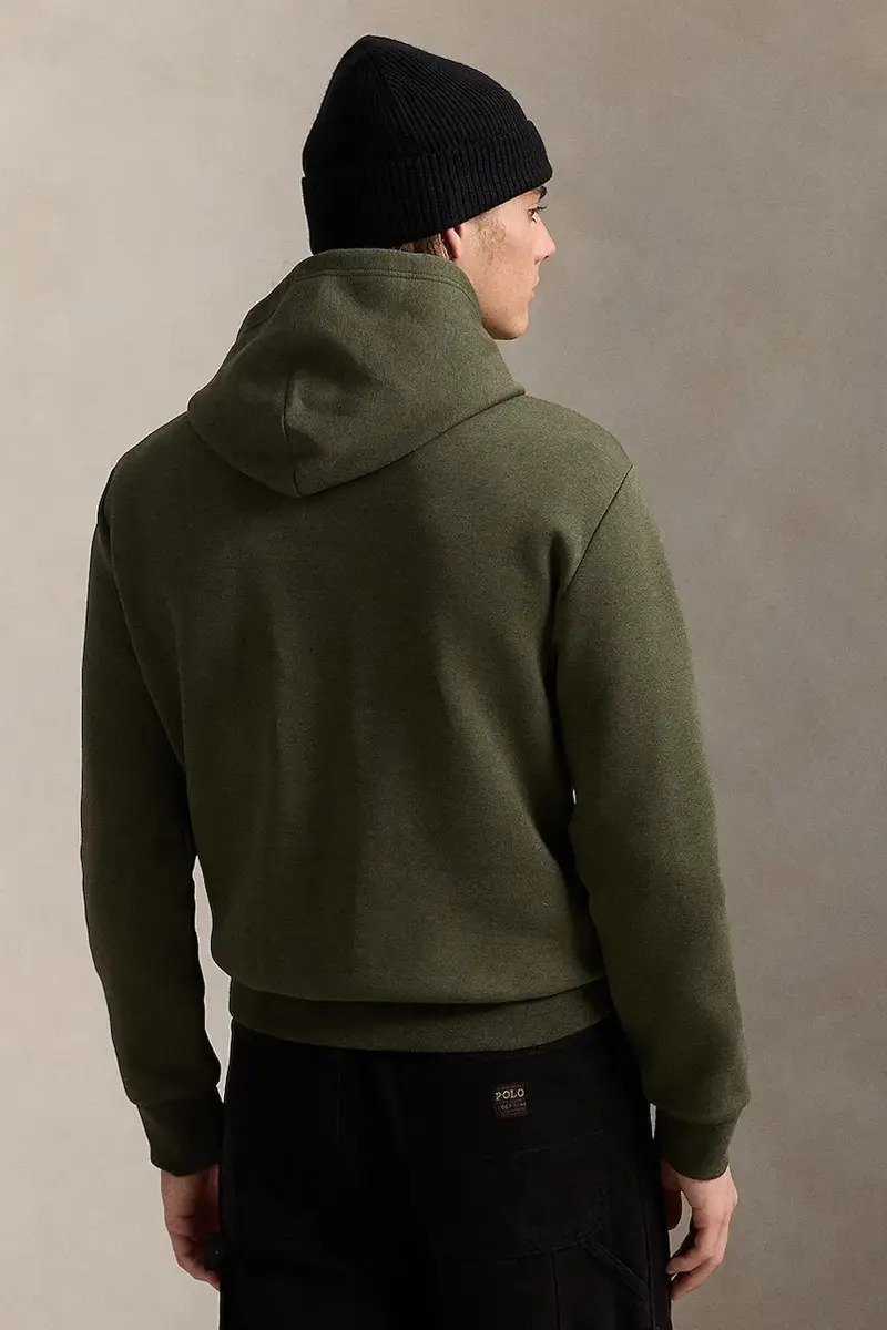 felpa uomo colore nero con cappuccio con applicazione 710936586 Verde miniatura 2