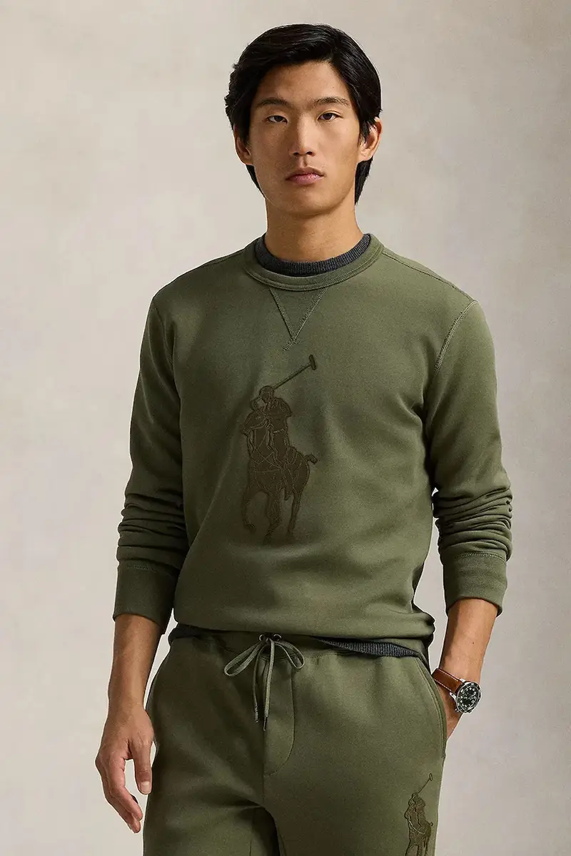 felpa uomo colore verde con applicazione 710957586