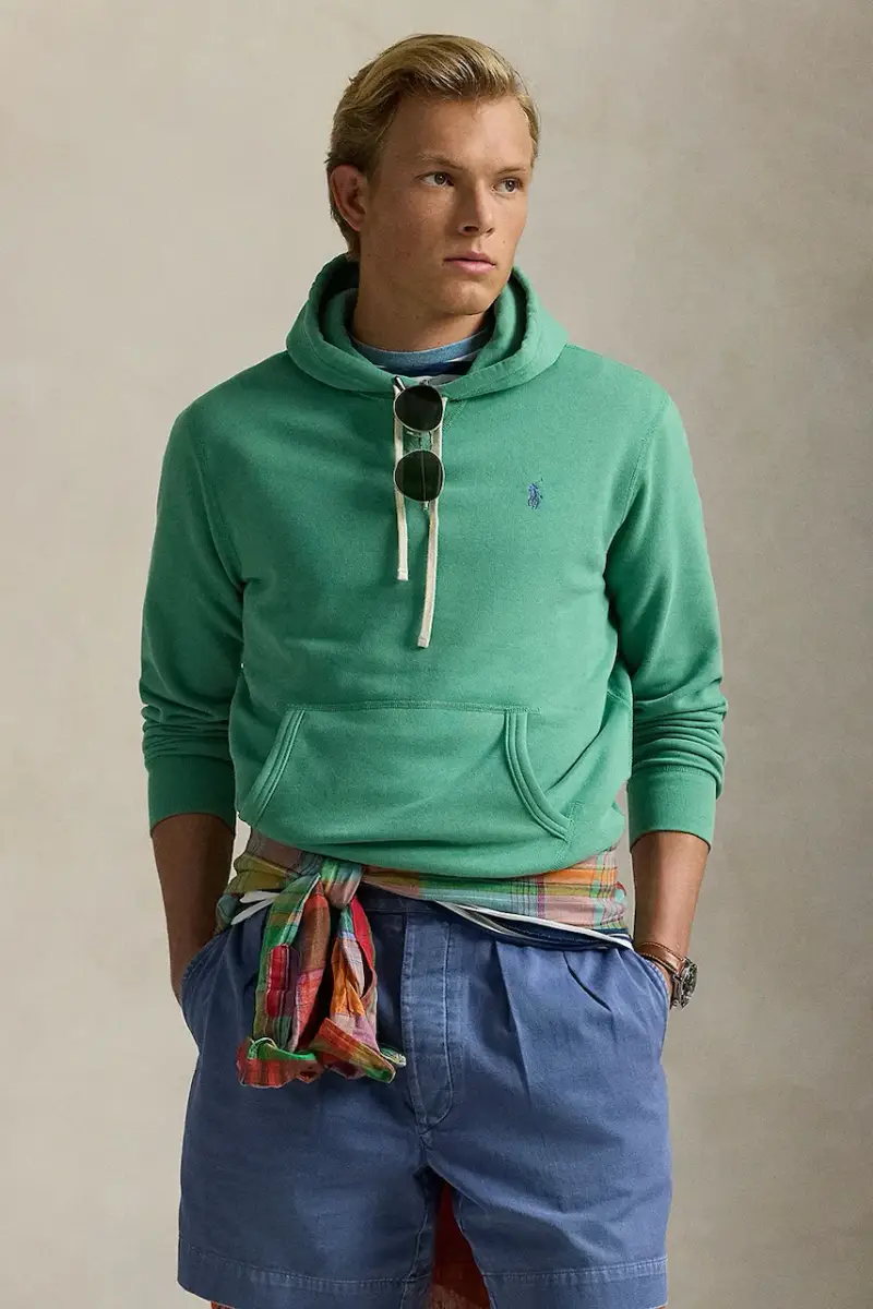 felpa uomo colore verde con cappuccio 710766778