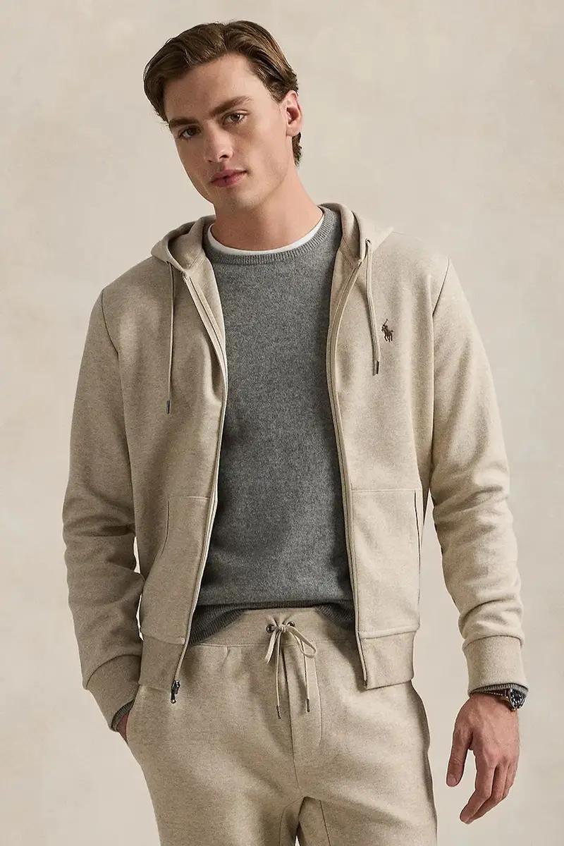 felpa uomo colore verde con cappuccio 710881517 Beige