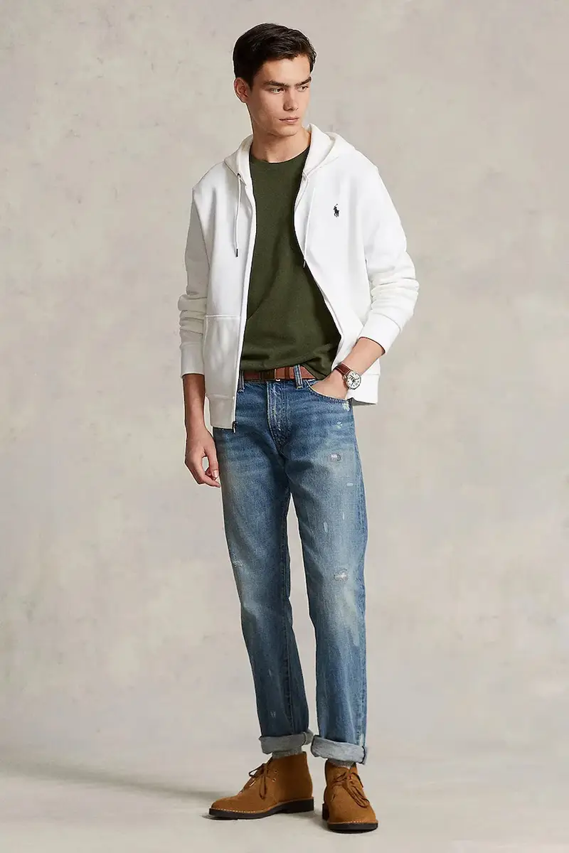 felpa uomo colore verde con cappuccio 710881517 Bianco miniatura 2