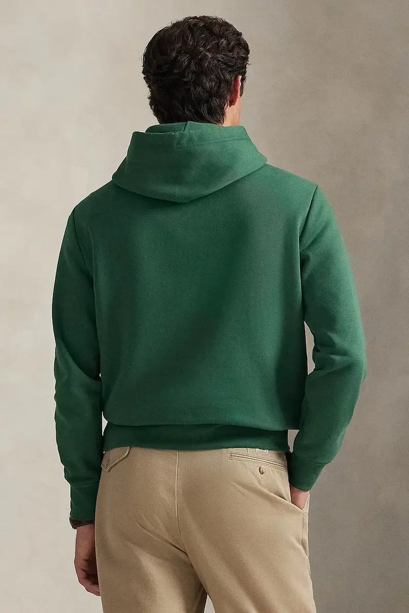 felpa uomo colore verde con cappuccio con applicazione 710P04872 miniatura 2