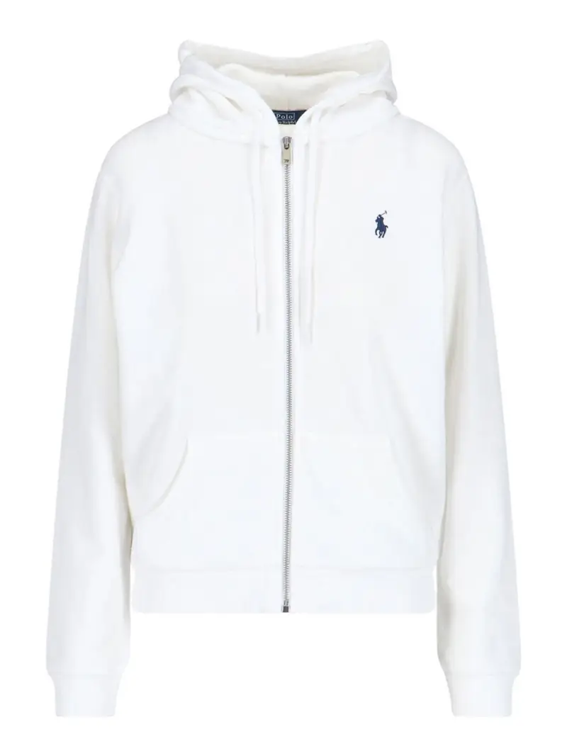 Felpa Zip Logo Bianco