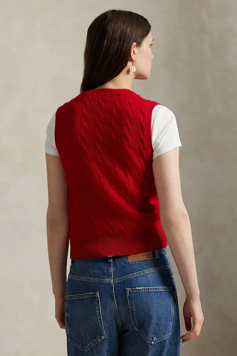 gilet con cashmere colore rosso 211972134 miniatura 2