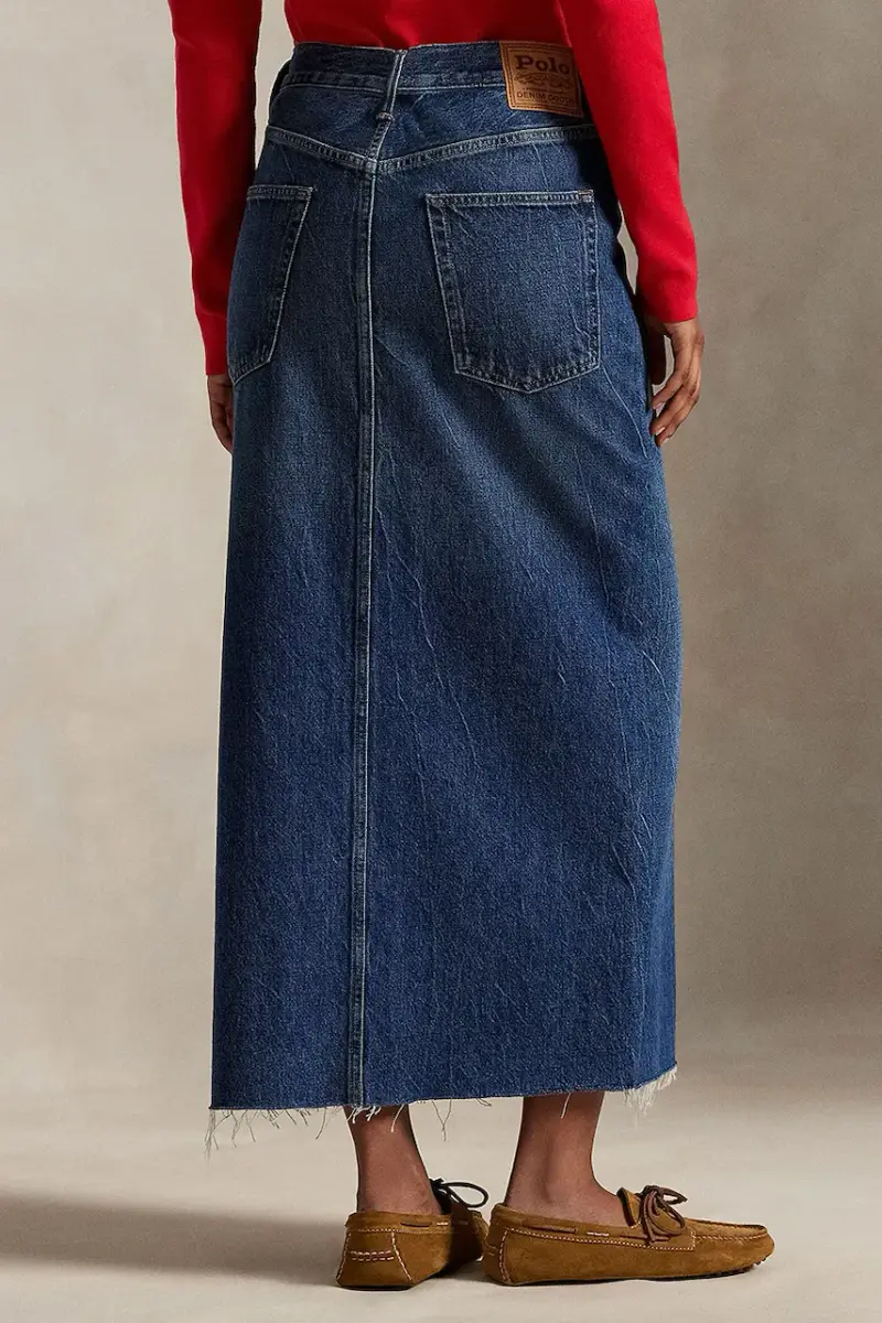 gonna di jeans colore blu navy 211A95501 miniatura 2