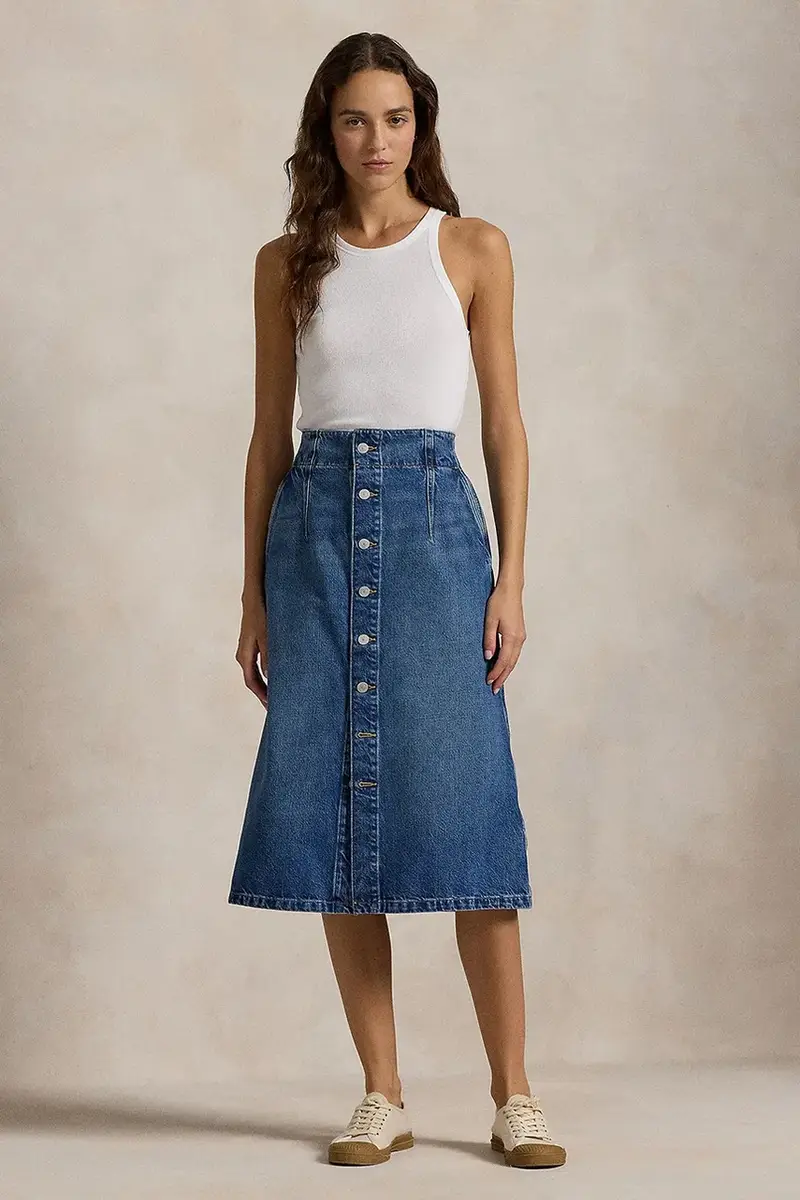 gonna di jeans in cotone colore blu 211959036