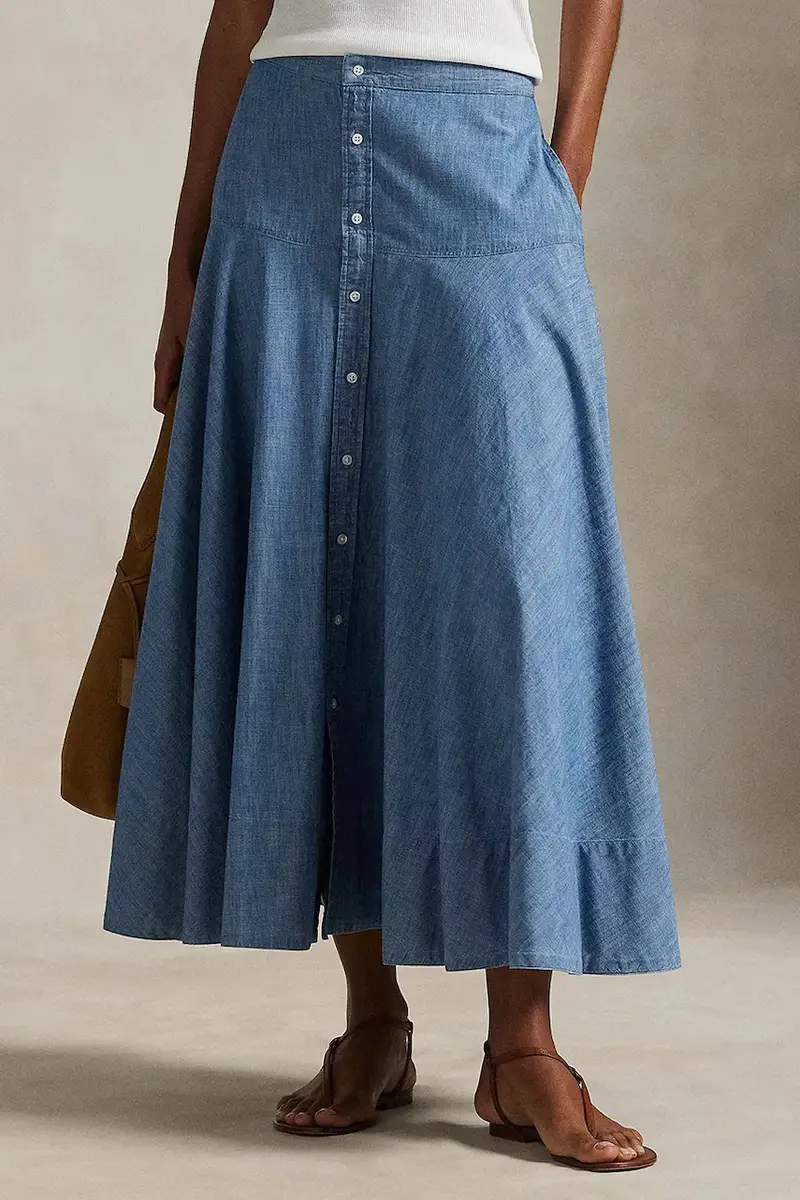 gonna in cotone colore blu 211A87465 miniatura 2