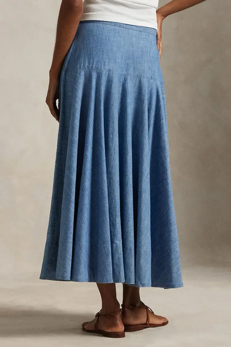 gonna in cotone colore blu 211A87465 miniatura 3