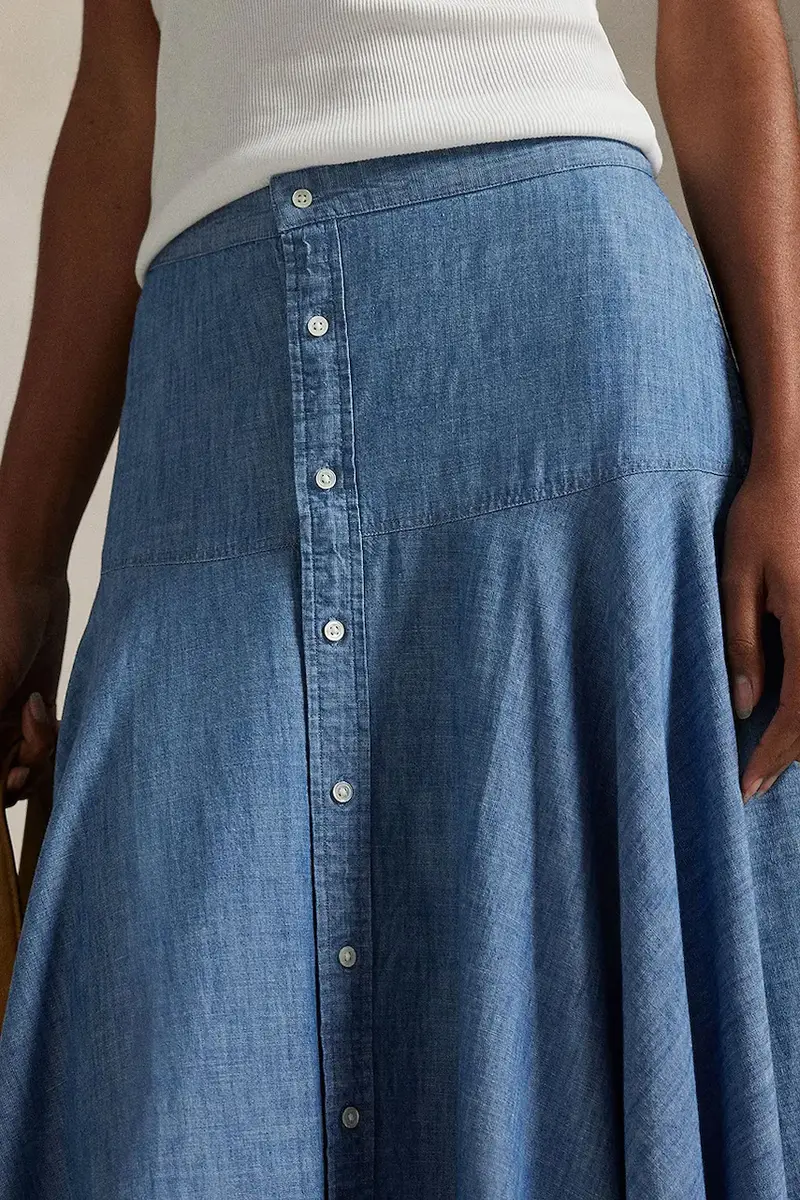 gonna in cotone colore blu 211A87465 miniatura 4