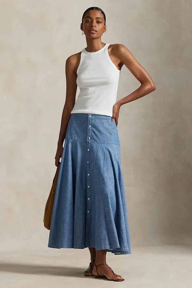 gonna in cotone colore blu 211A87465