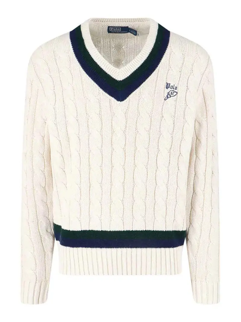 Maglia Da Cricket A Trecce Bianco
