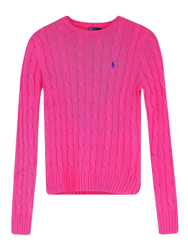 Maglia In Cotone Con Logo Frontale Ricamato Rosa