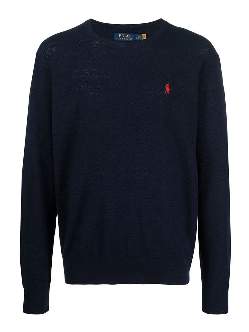 Maglia in maglia con logo ricamato Blu