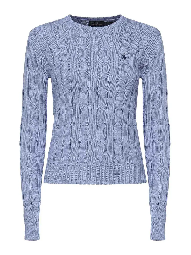 Maglione a maglia via cavo con logo Blu